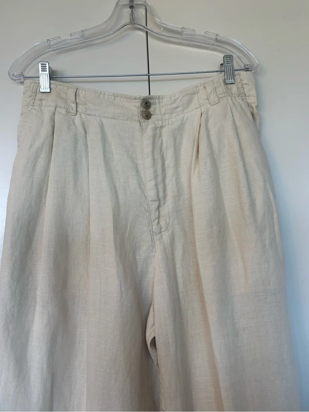 Vintage Beige Axis Men's Linen-Blend Pleated Chinos